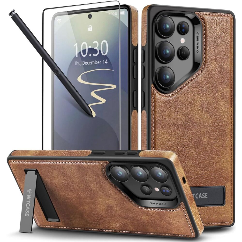 Lunivop  Leather Case for Samsung Galaxy S25 Ultra MagSafe Magnetic Stand Brown